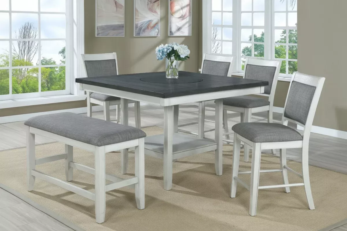 Fulton Counter Height Dining Sets - Chalk White & Grey