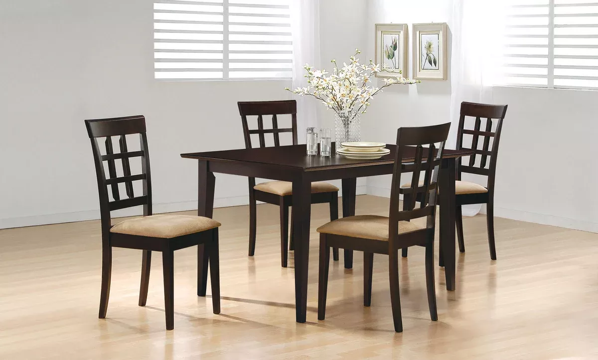 Gabriel 5-Piece Lattice-Back Rectangular Dining Set Cappuccino