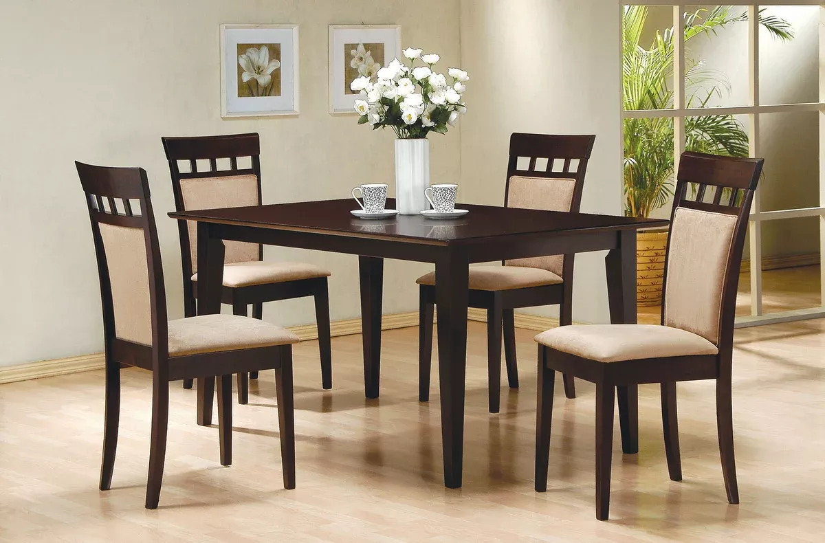 Gabriel 5-Piece Upholstered-Back Rectangular Dining Set Cappuccino