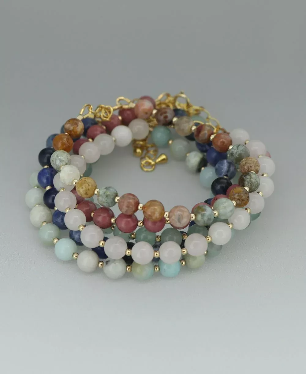 Gemstone Wrist Mala Bracelet, 20 Beads