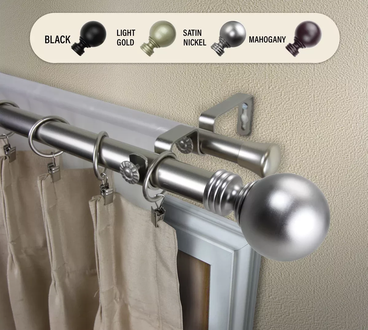 Globe 1" Double Curtain Rod