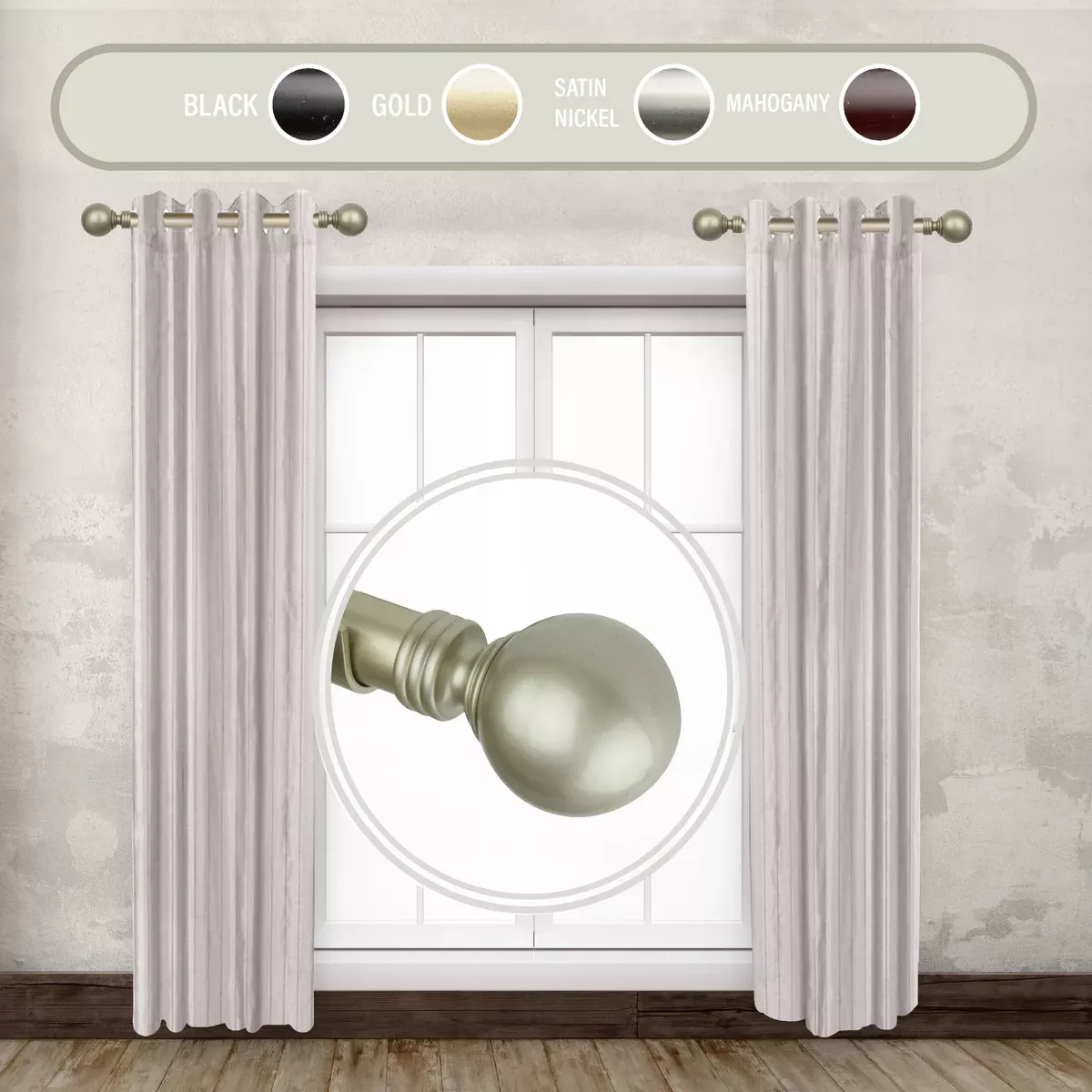 Globe 1" Side Curtain Rod (Set of 2)
