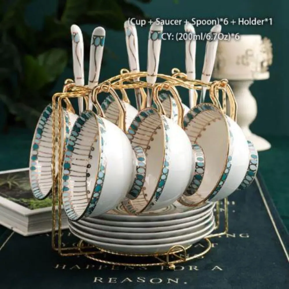 Gold Painted Porcelain Coffee Set, Tea Cup Set