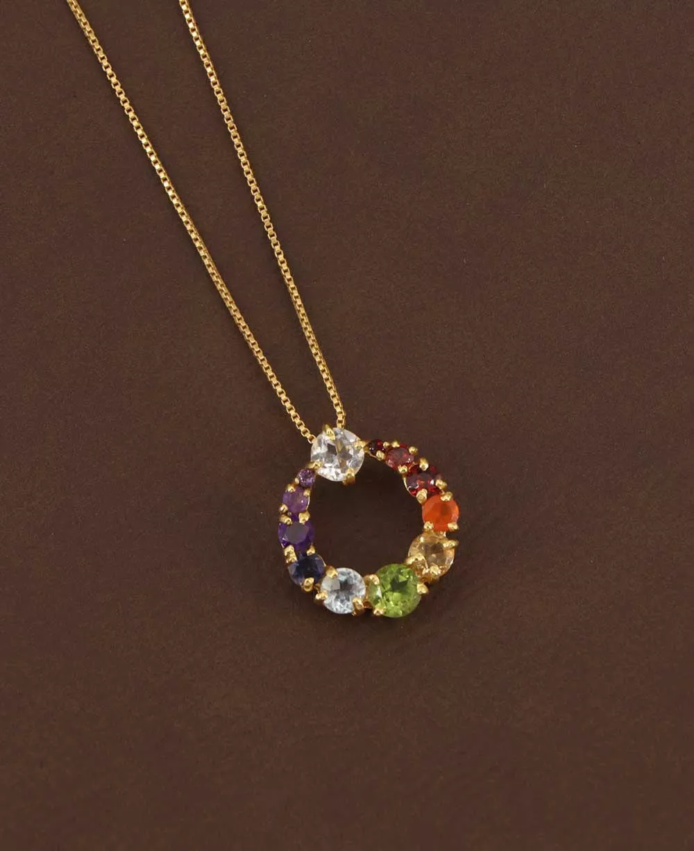 Gold Plated Chakra Circle Pendant Necklace