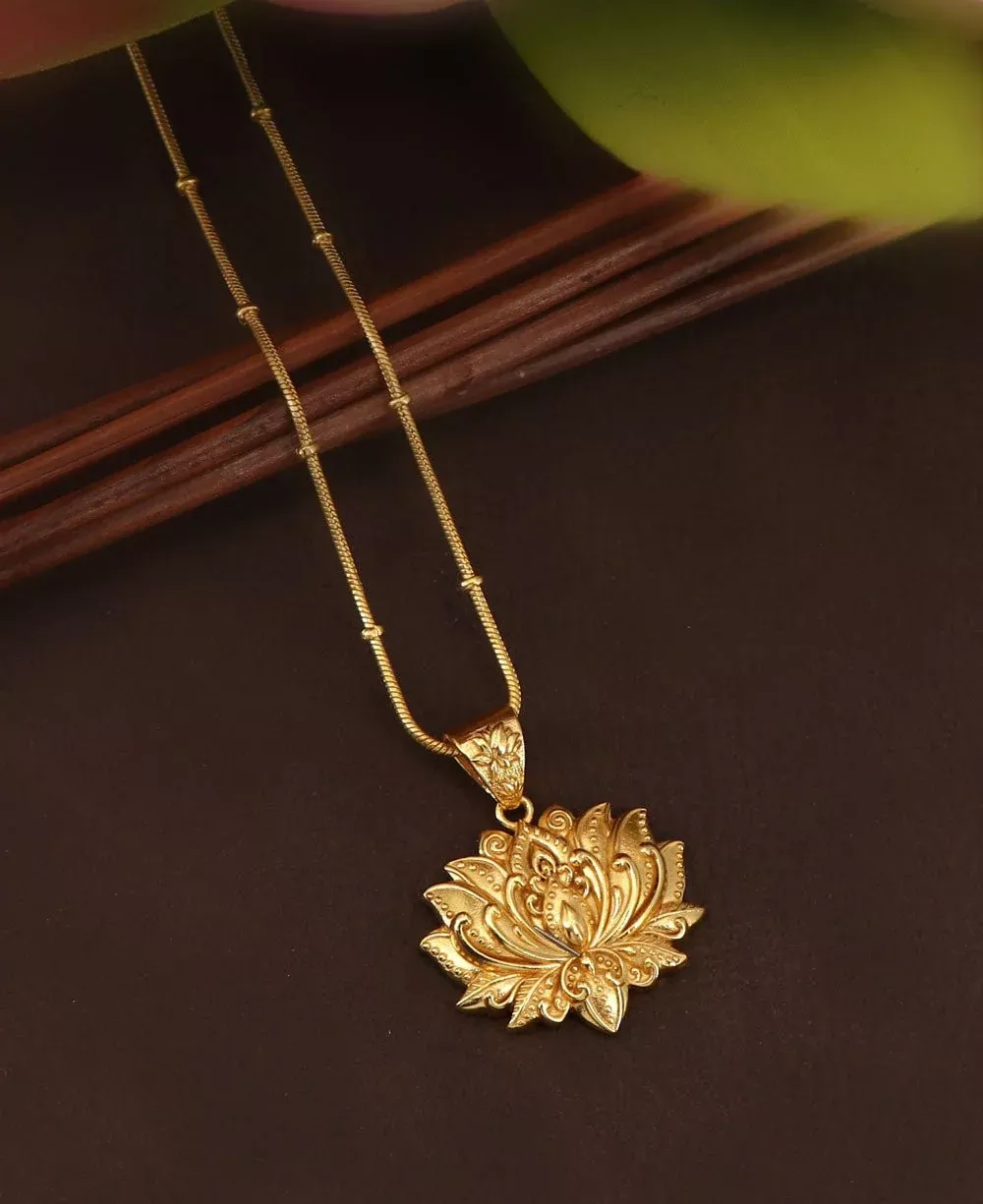 Gold Plated Full Bloom Lotus Necklace