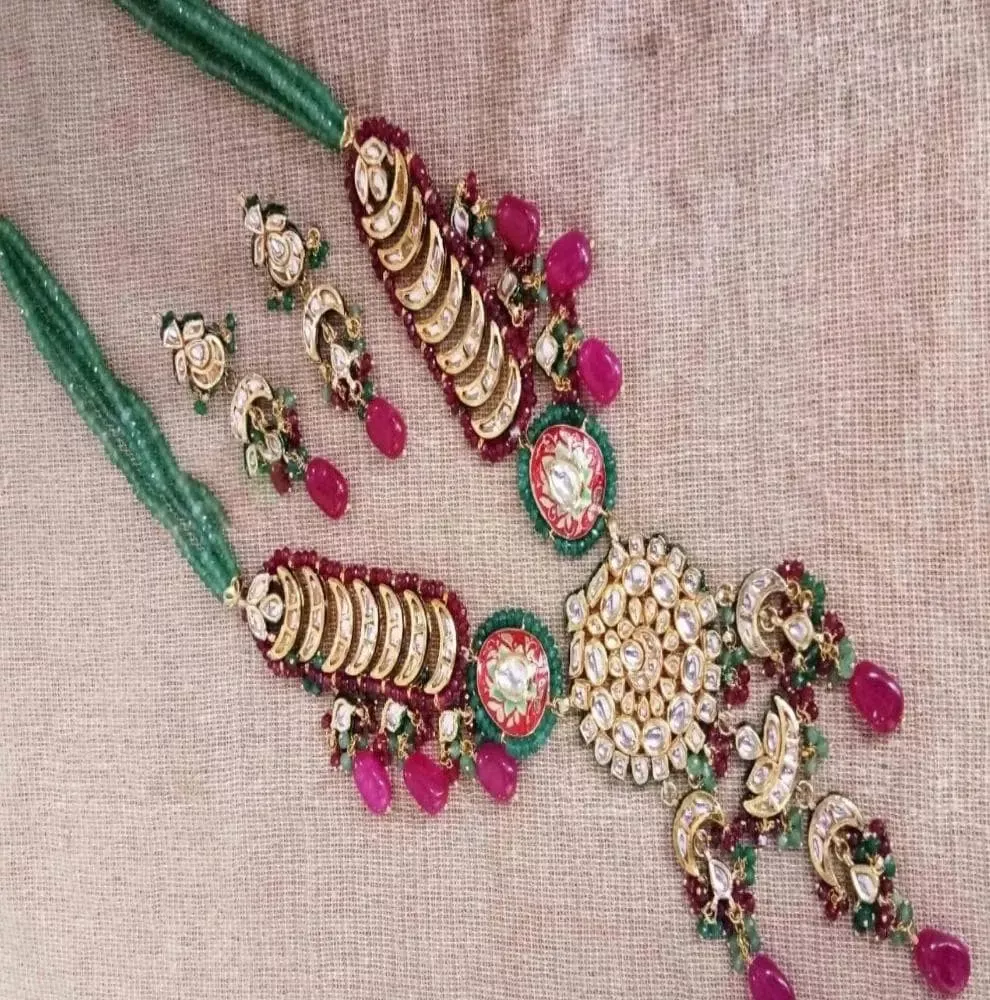 Gold Plated Pearl Studded Necklace Set