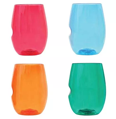 Govino Go Anywhere Dishwasher Safe Flexible Shatterproof Recyclable Colorful Wine Glasses, Original Jewel, 16-ounce, Set of 4