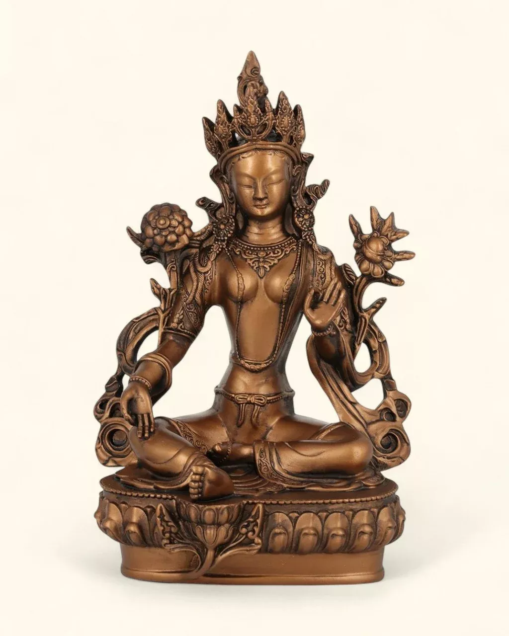 Green Tara Statue, Bronze Finish