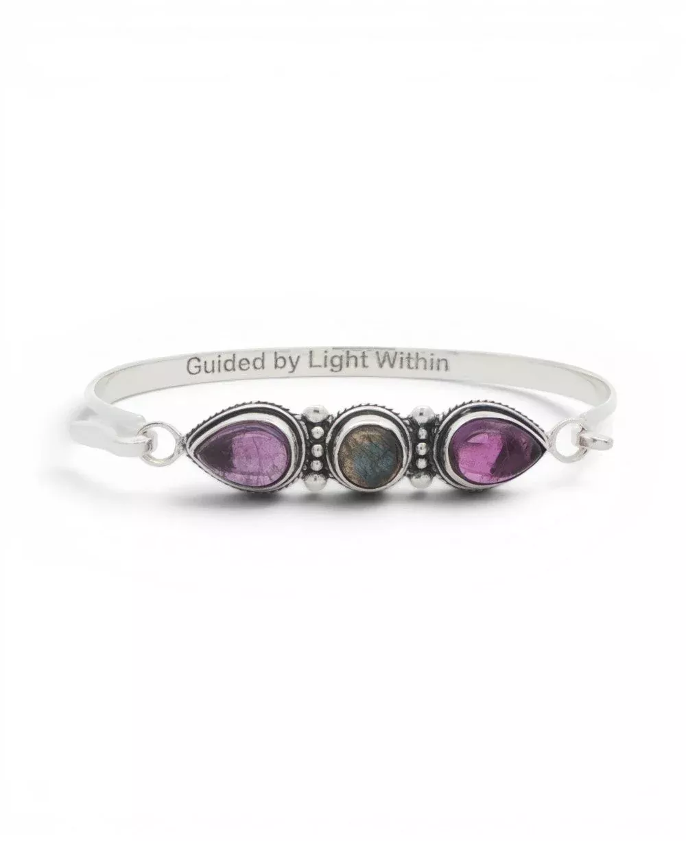 Guided by Light Within Amethyst & Labradorite Silver Cuff Bracelet