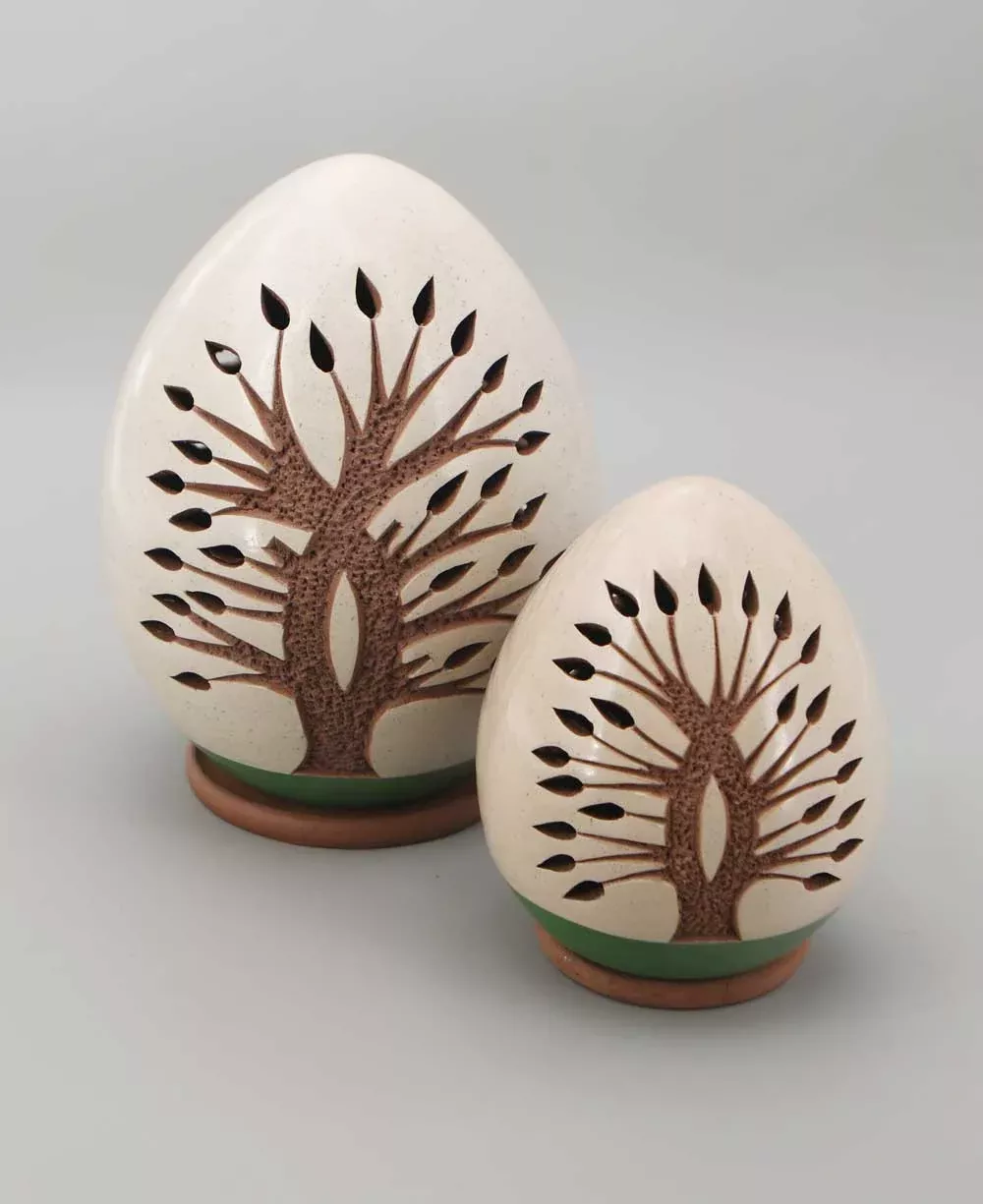 Handcrafted Tree of Life Ceramic Luminary / Tea Light Holder