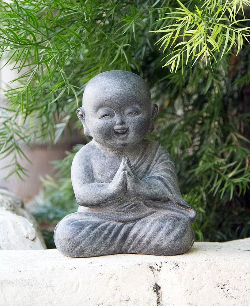 Happy Shaolin Monk Garden Statue, 16 Inches