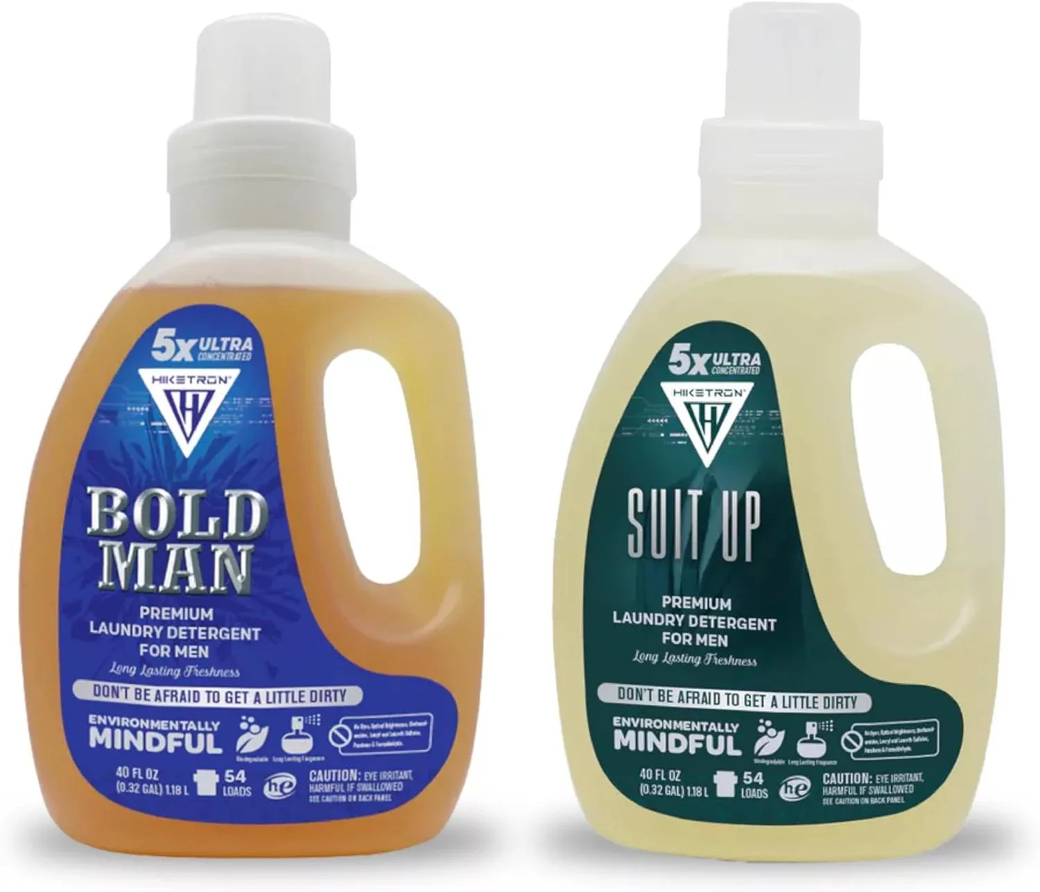 Hiketron Bundle, Suit Up and Bold Man Liquid Laundry Detergent, 5x Ultra Concentrated, Tough Stains Remover Washing Detergent, Long Lasting Masculine Scent (80 Fl Oz, Pack of 2)