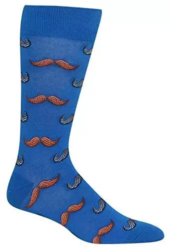 Hot Sox Mens Moustache Crew Socks