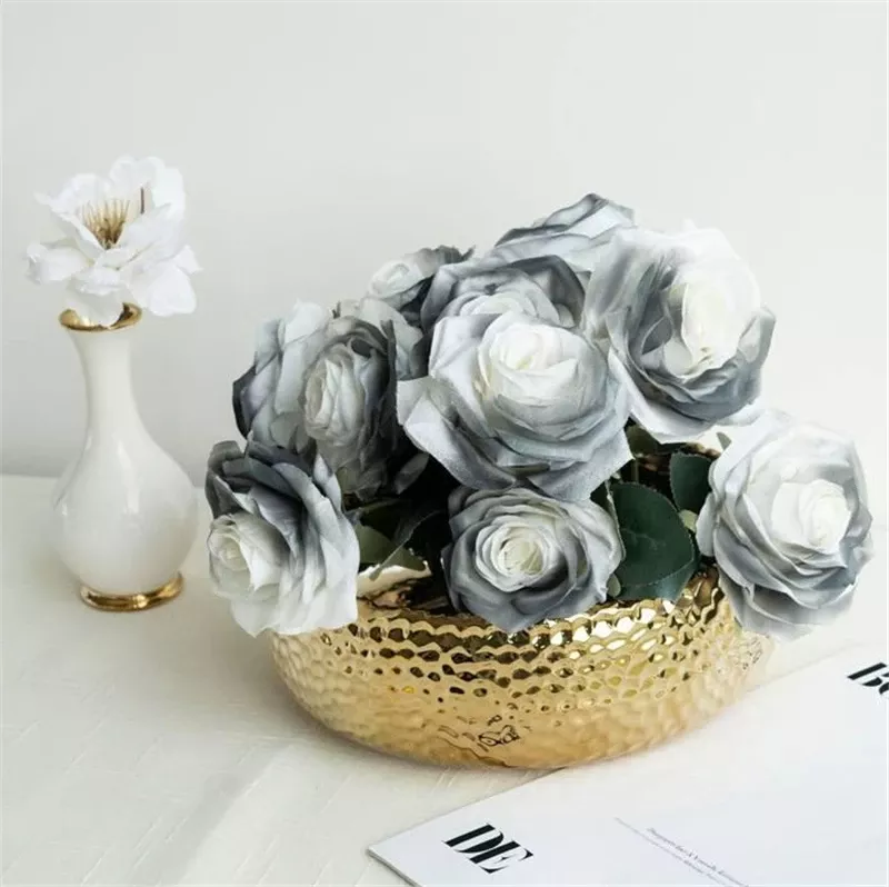 Hydroponic Hammer Pattern Ceramic Golden Flower Pot