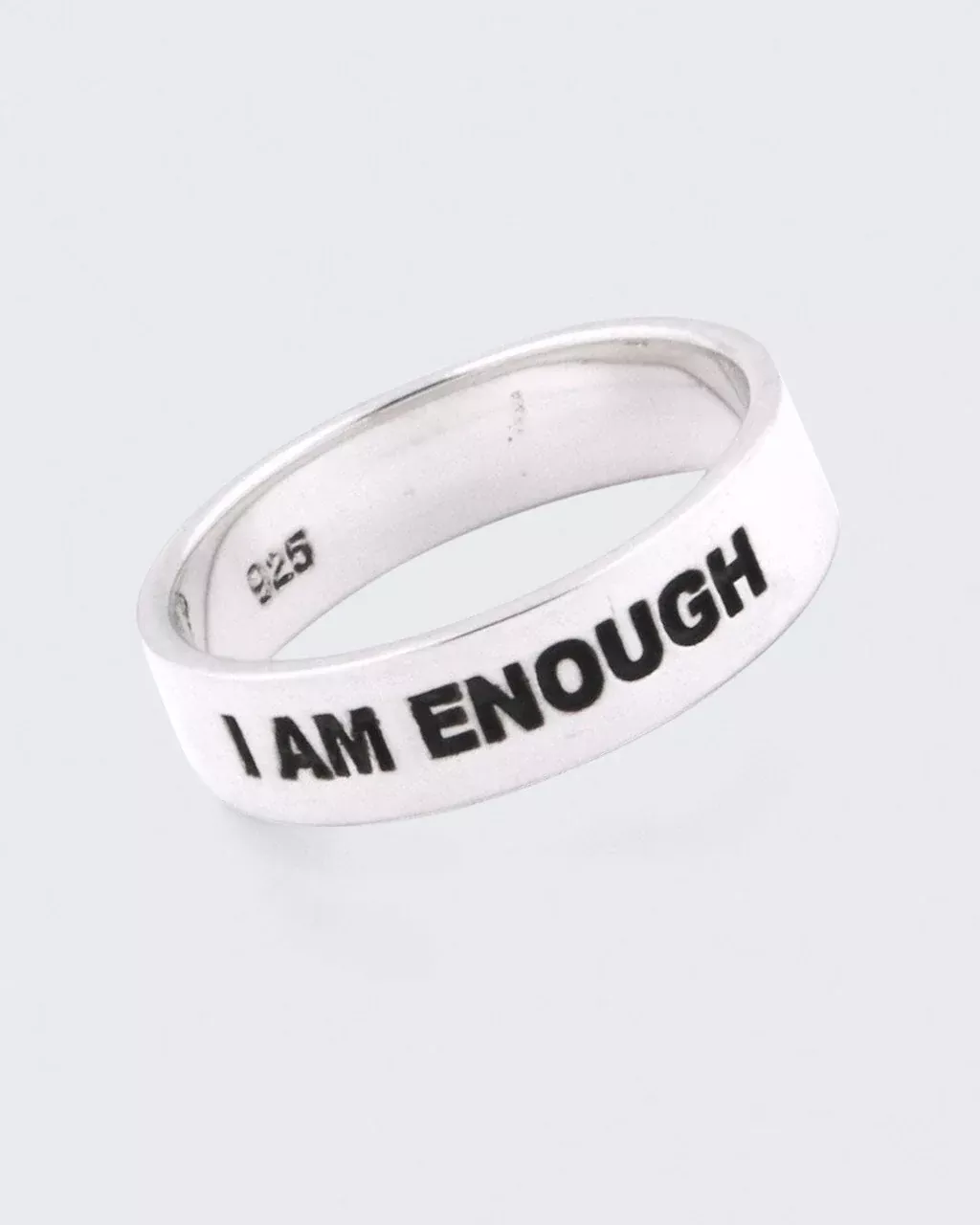 I am Enough Inspirational Sterling Simple Band Ring