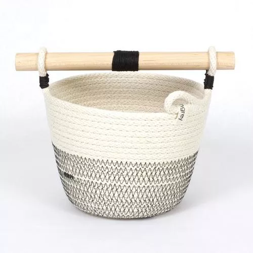 Japanese-Inspired Woven Bucket with Wood Handle