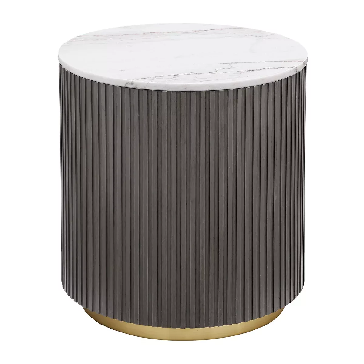 Jason Round White Marble Top Side End Table Charcoal