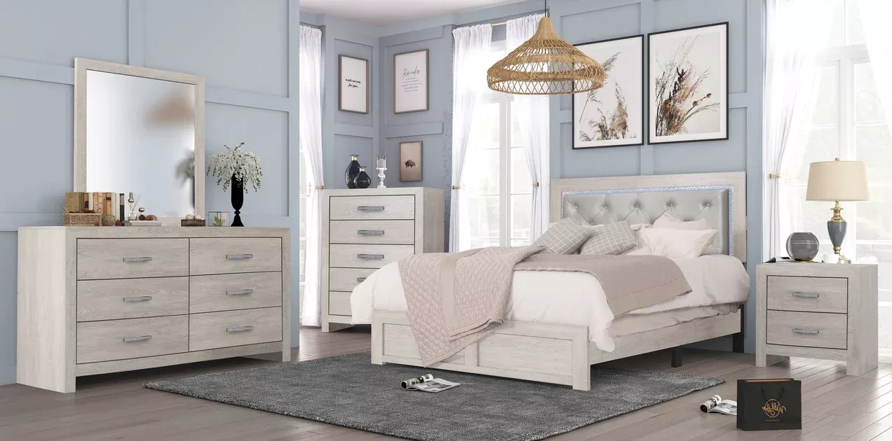 Jaylen 5 Piece Bedroom Suites in Limed Oak