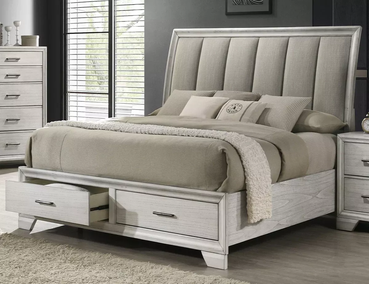 Jaymes - Queen Storage Bed - White Mist