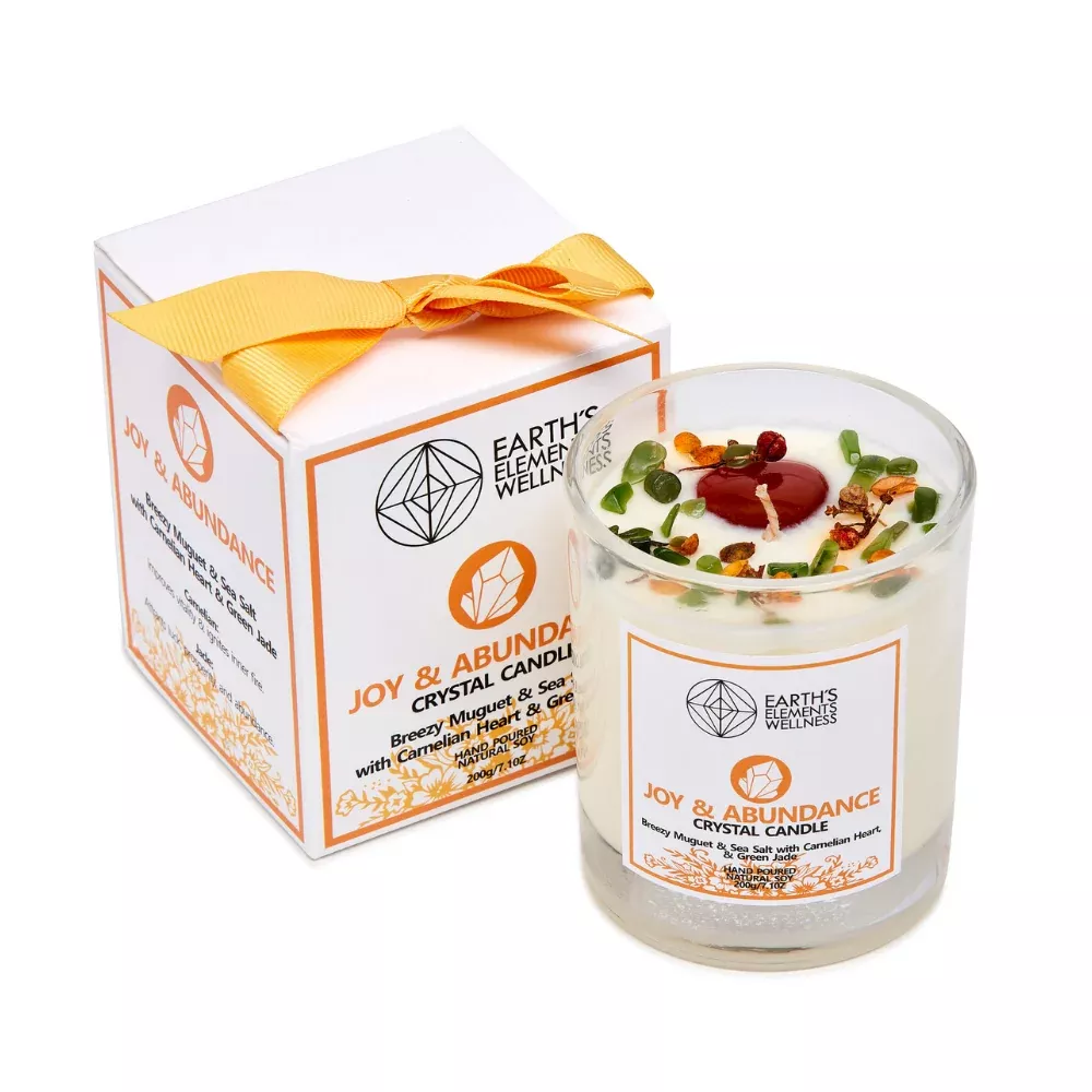 Joy & Abundance Crystal Candle by Earth's Elements Wellness