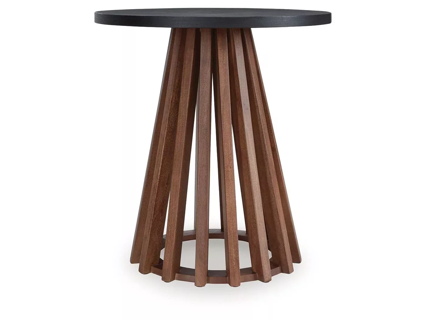 Kallari - Round End Table - Warm Brown / Black