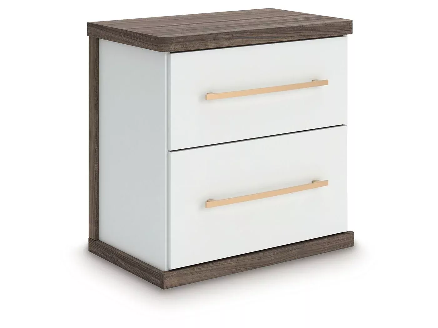 Kendanport - Two Drawer Night Stand - Brown / White