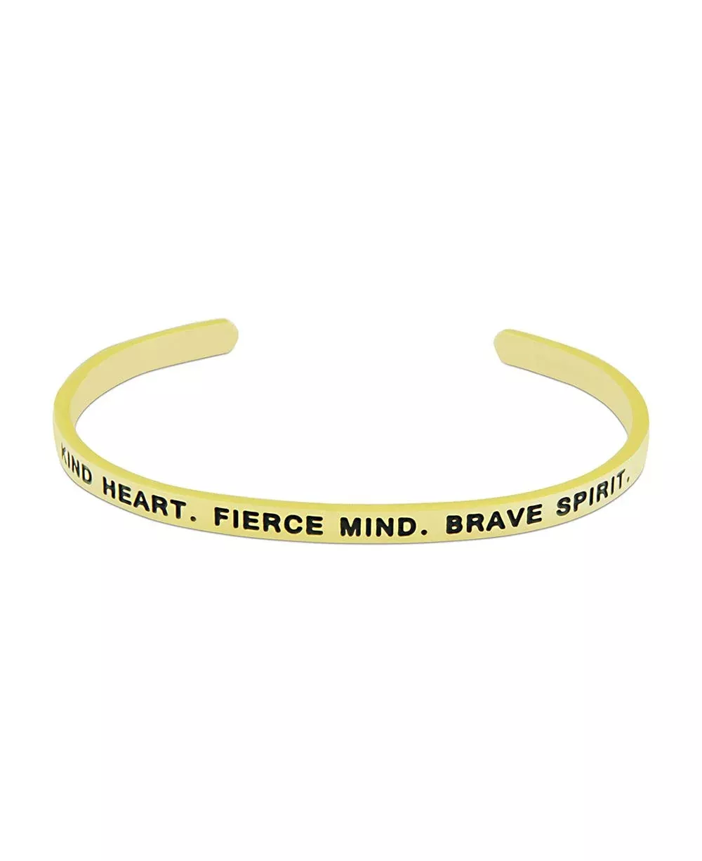 Kind Fierce Brave Cuff Bracelet, Multiple Finishes