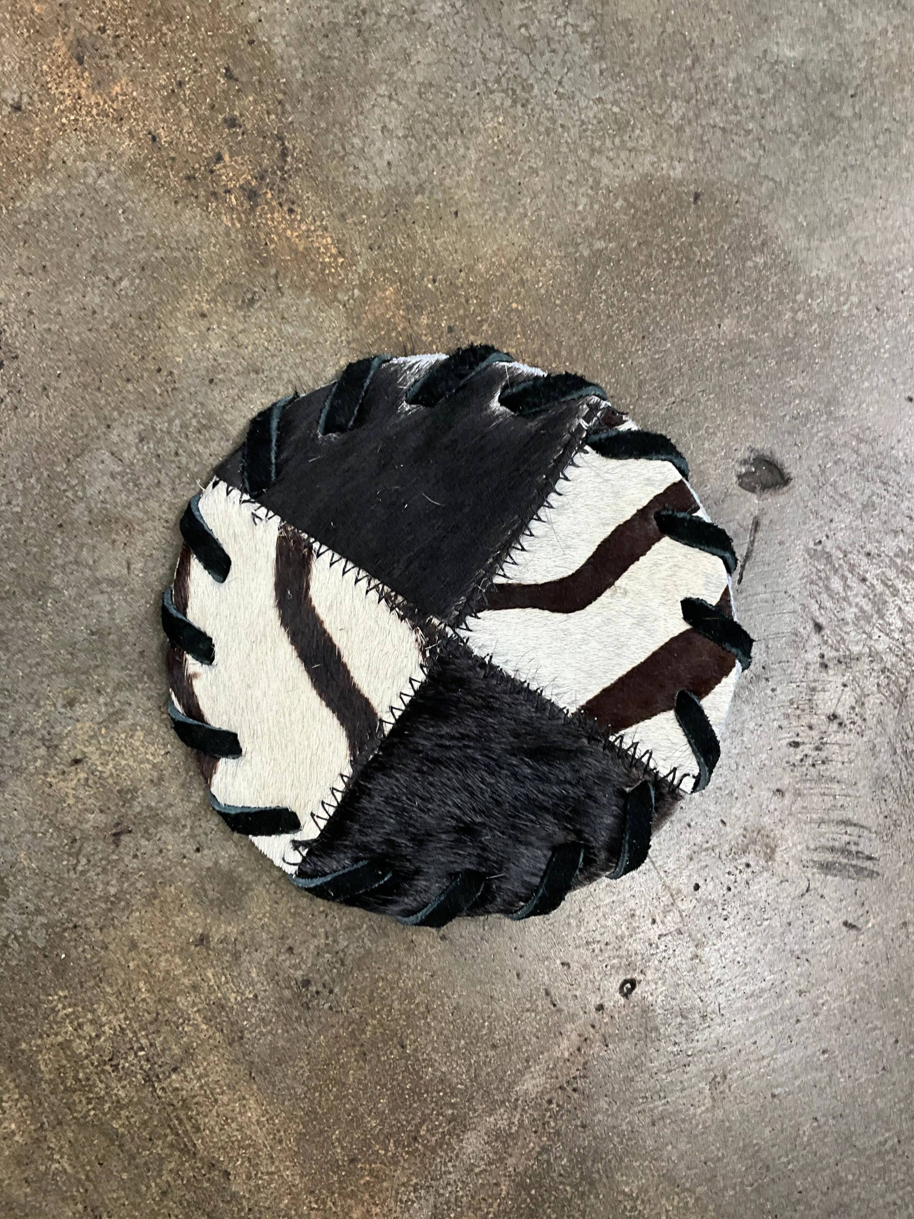 Laced Leather Coasters- Zebra Print
