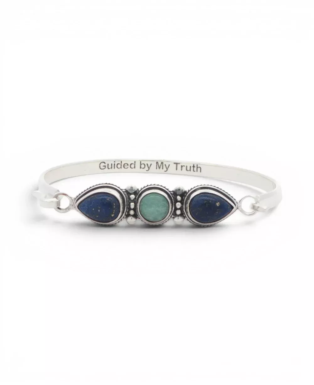 Lapis & Amazonite Three-Stone Cuff Bracelet — Guided by My Truth