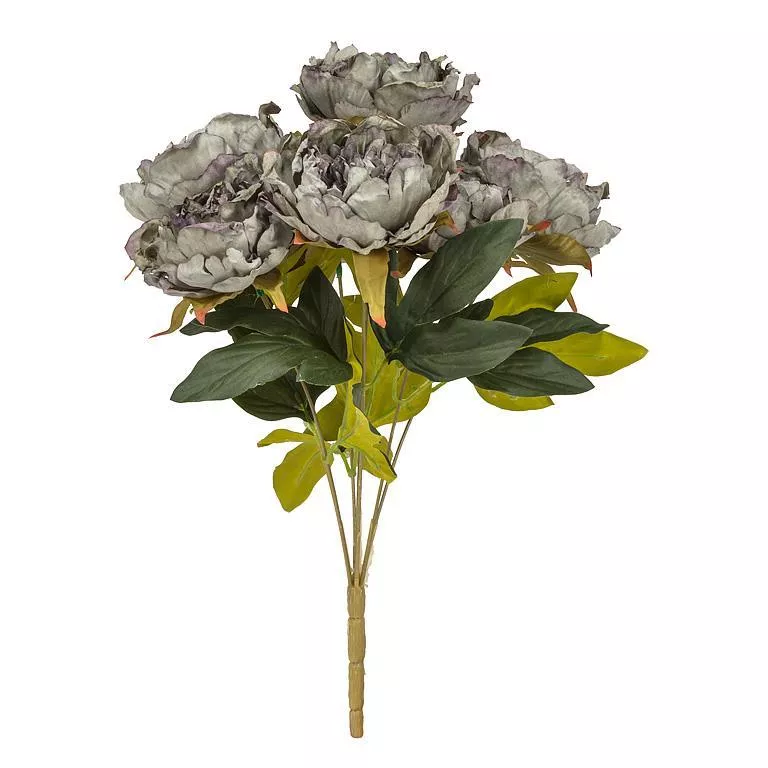Large 7 Open Peony Bouquet - Grey