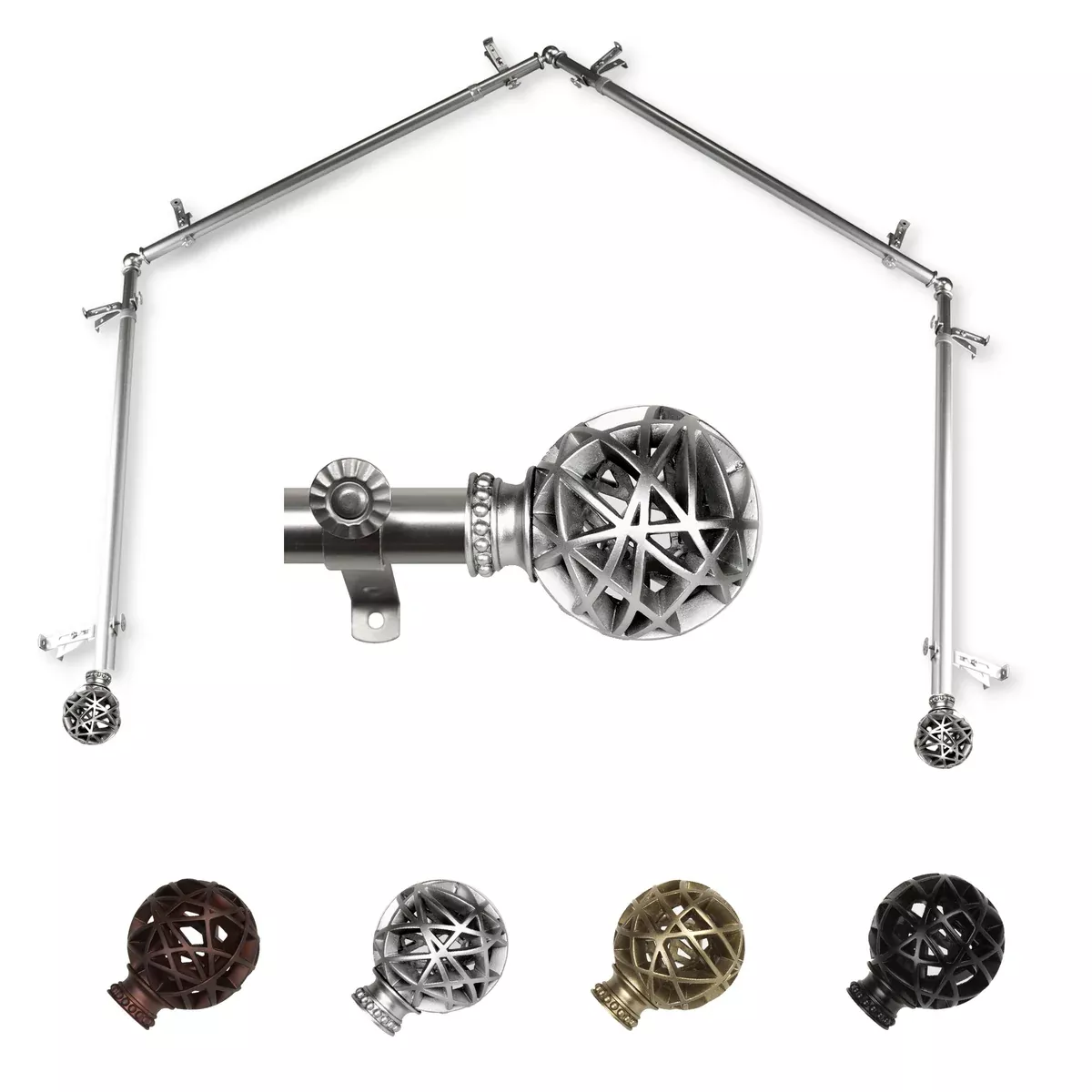 Leanette 13/16" 4-Sided Bay Curtain Rod