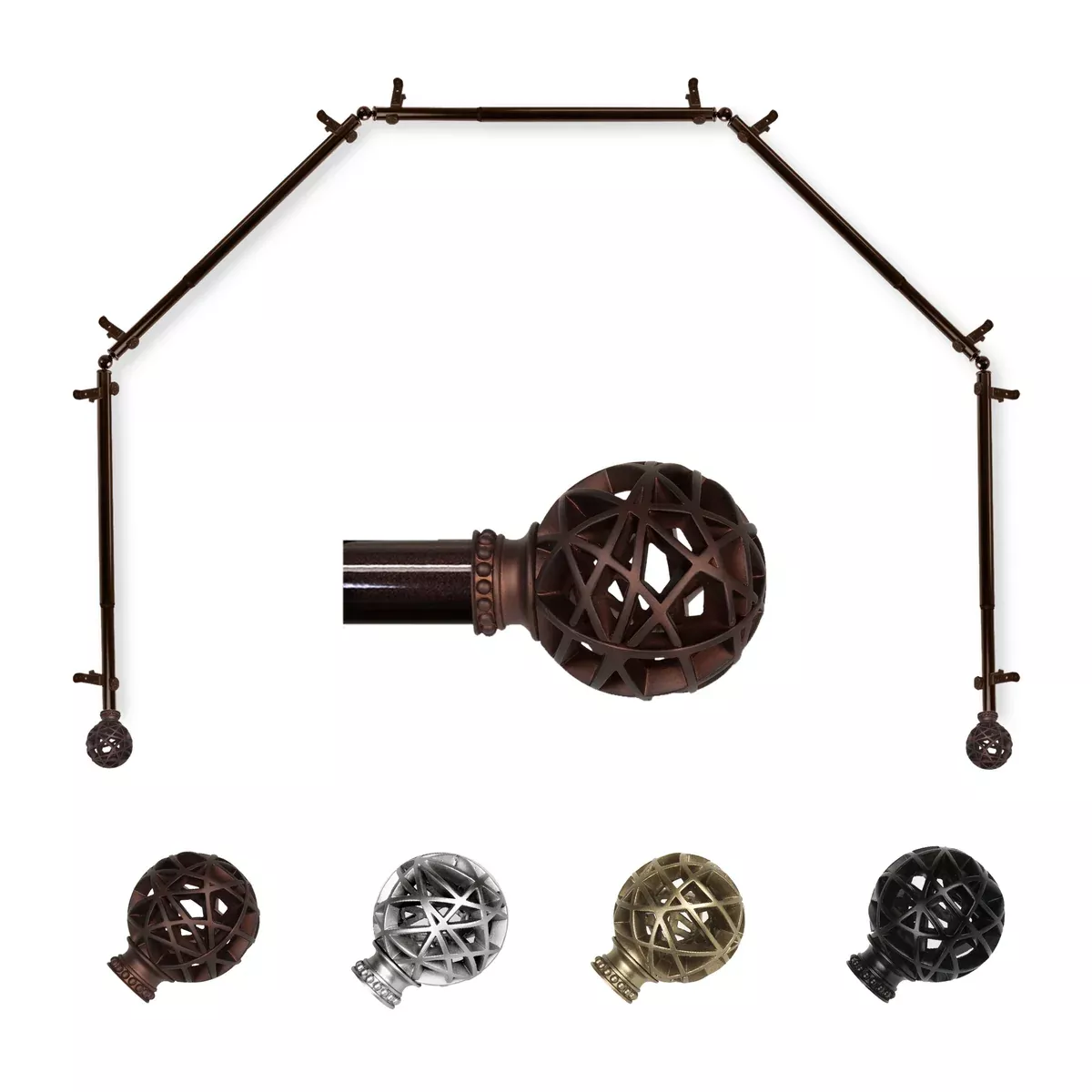 Leanette 13/16" 5-Sided Bay Curtain Rod
