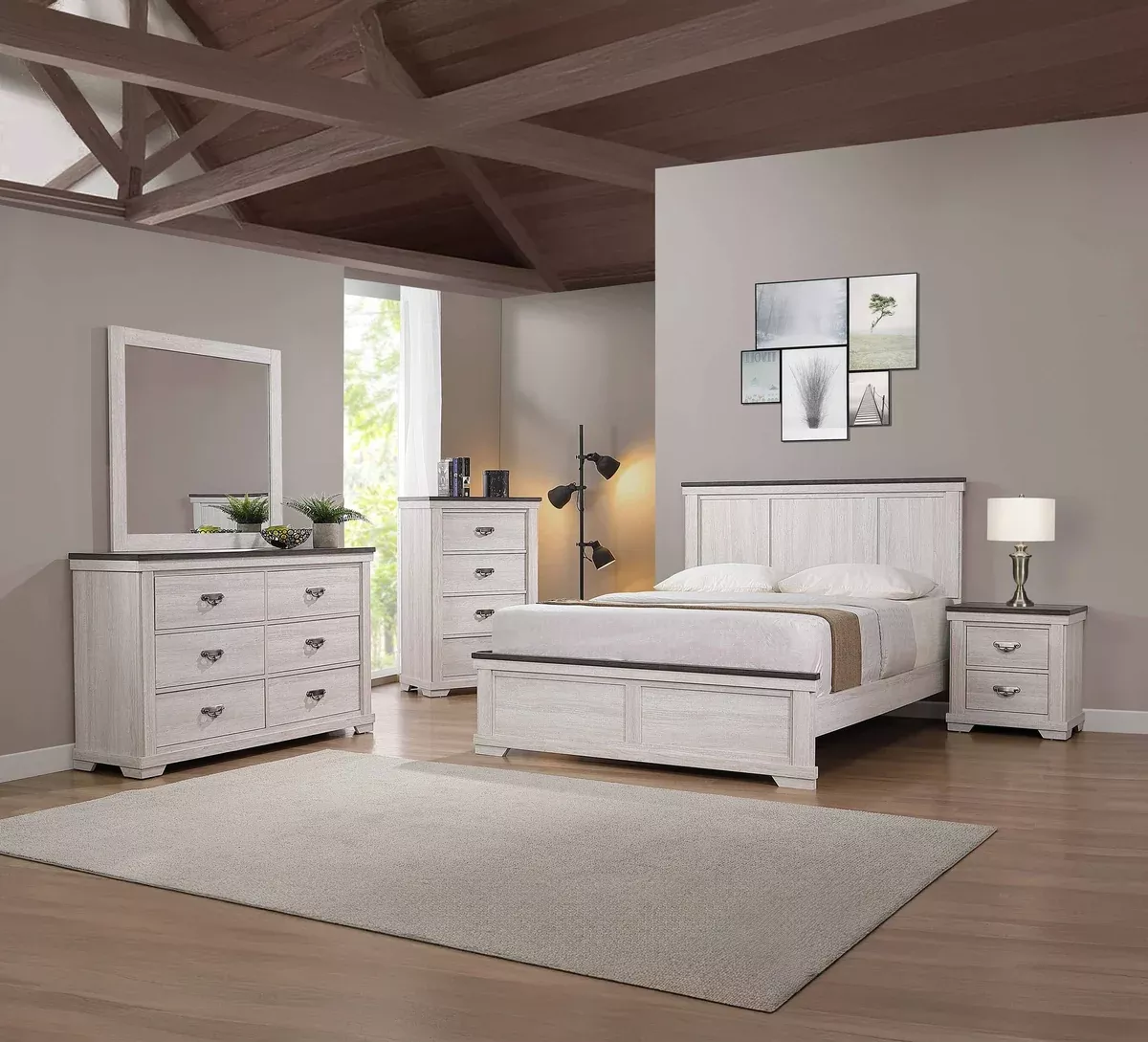 Leighton Panel Bed In White
