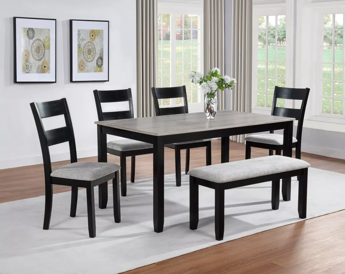 Lester 6 Pc Dining Set with Bench