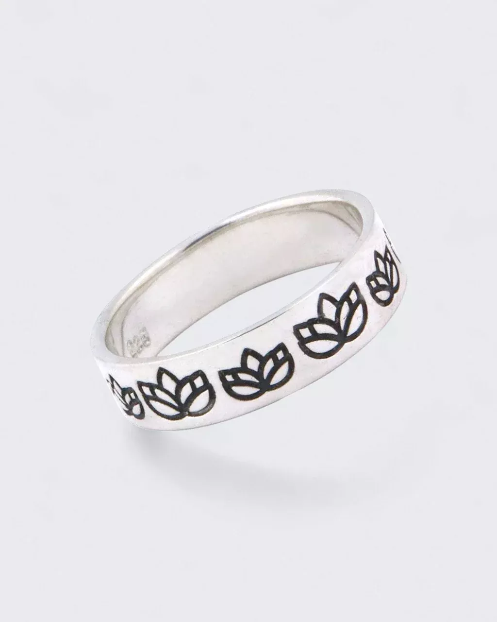 Lotus Design Sized Sterling Silver Band Rings