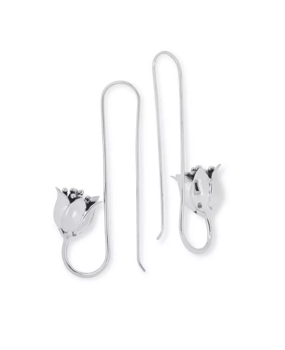 Lotus Design Threader Earrings