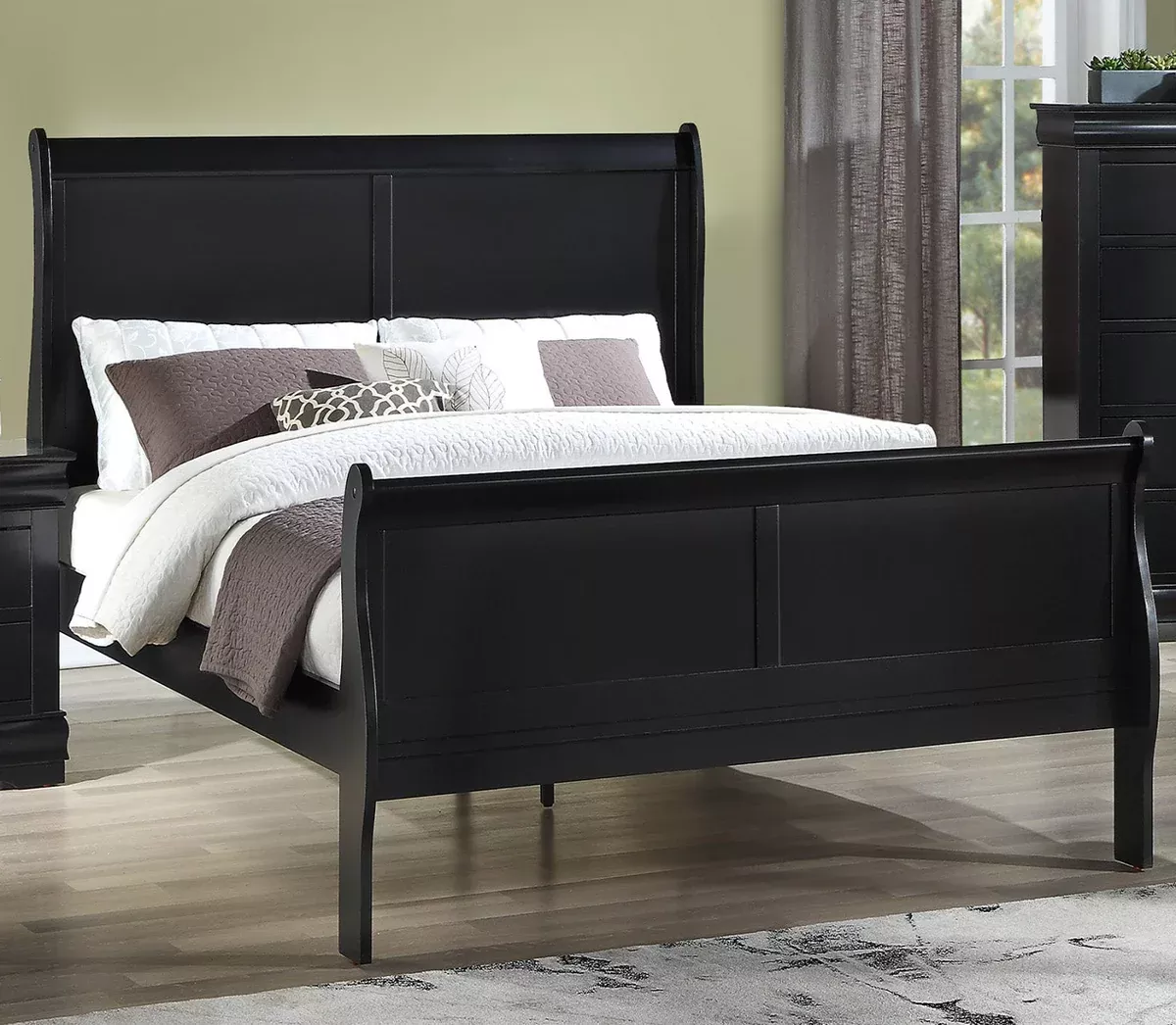 LOUIS PHILIP QUEEN BED - BLACK