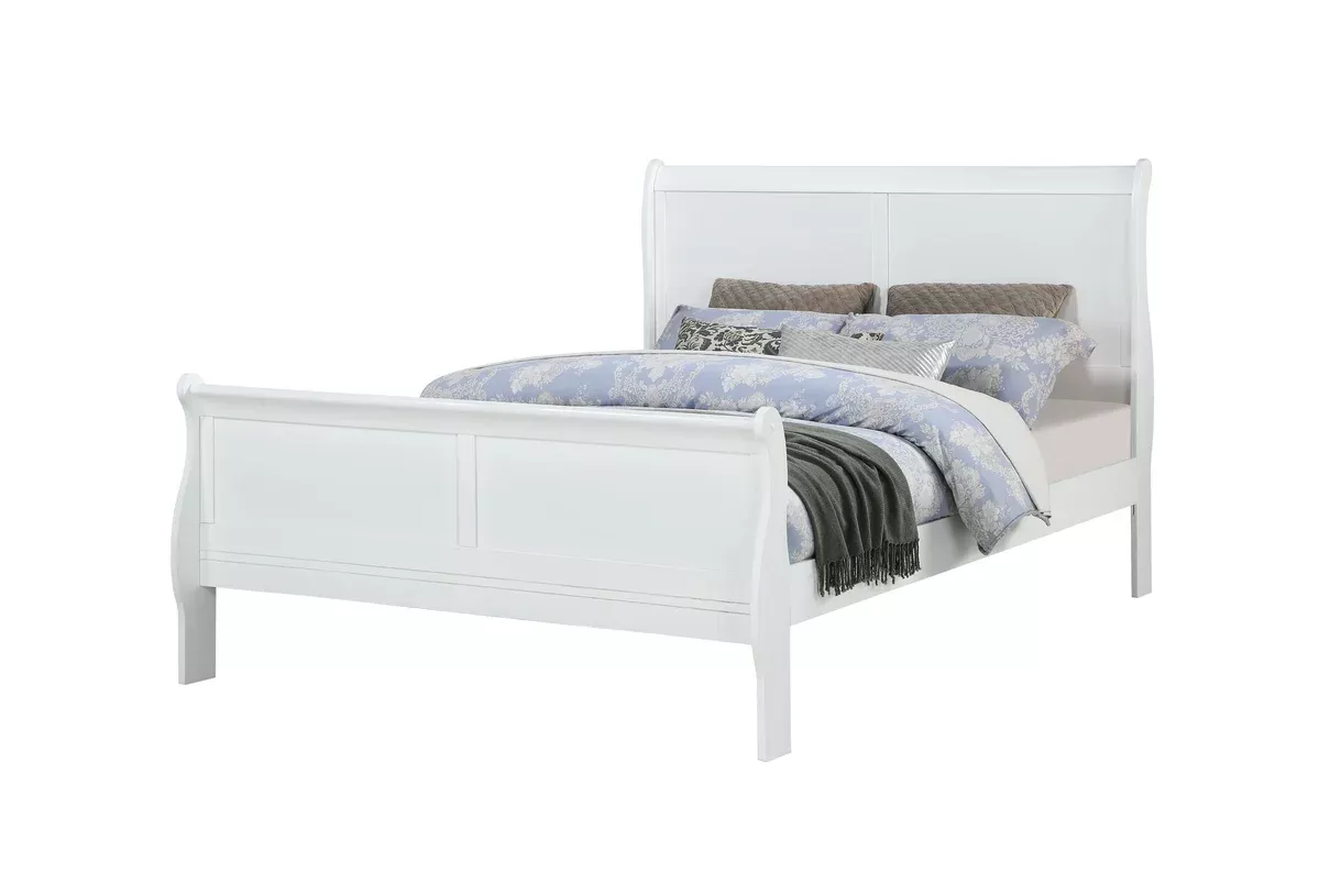 LOUIS PHILIP QUEEN BED - WHITE