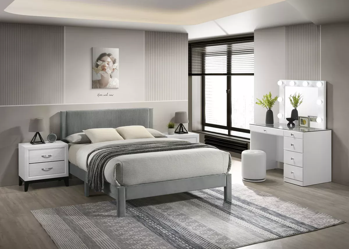 Lucia Platform Beds in Gray or Pink