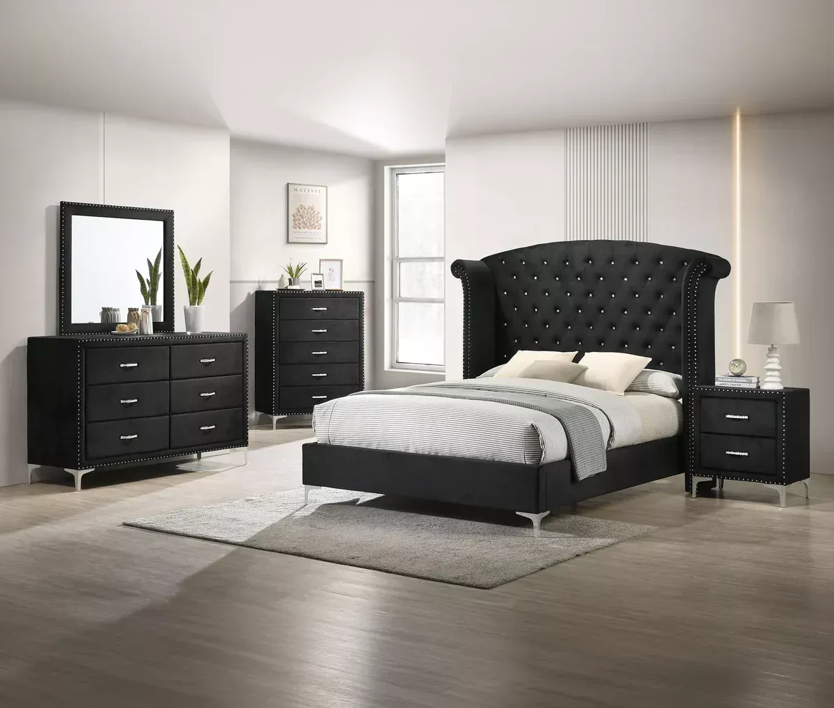 Lucinda Bedroom Set in Black by Crown Mark