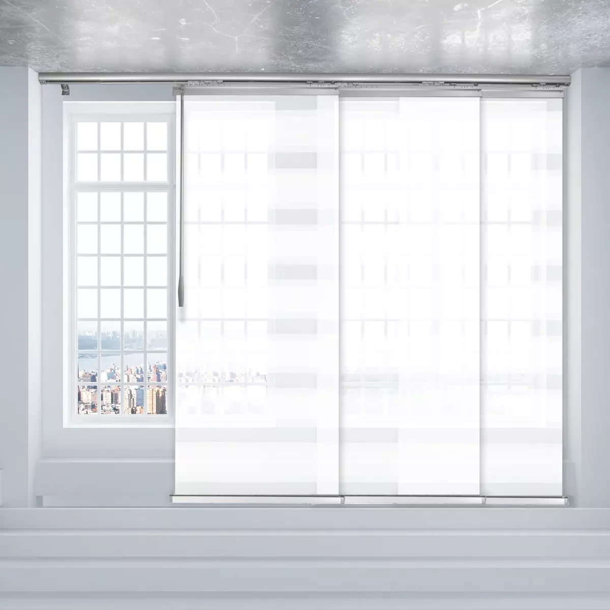 Macadamia 3-Panel Single Rail Panel Track 36"-66"W, Panel width 23.5" - 40% LIGHT-FILTERING