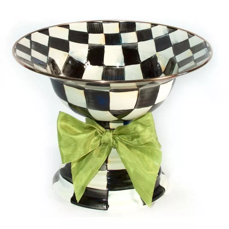 MacKenzie Childs Courtly Check Compote Large