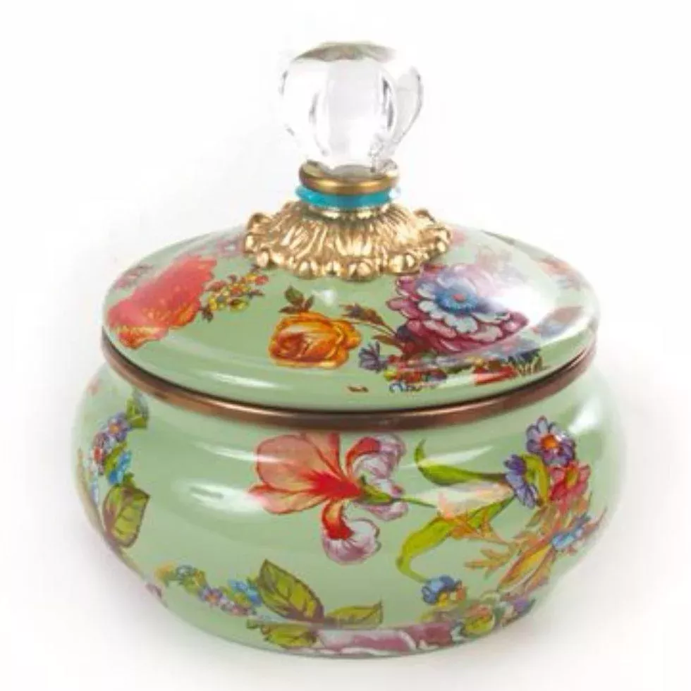 MacKenzie Childs Flower Market Squashed Pot Green
