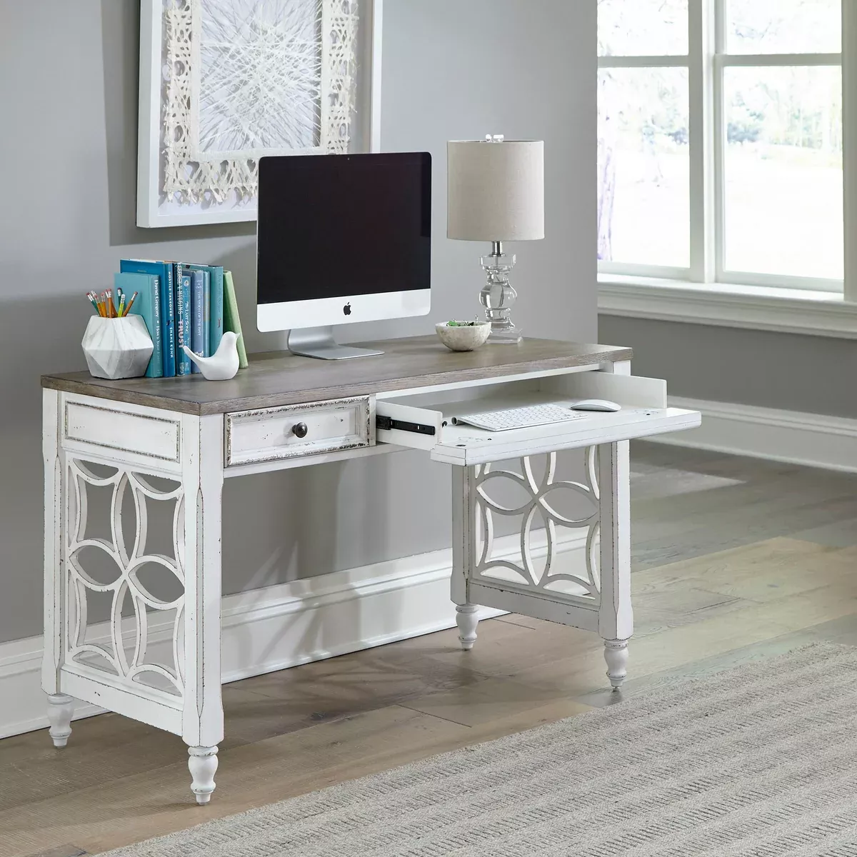 Magnolia Manor - L Writing Desk - Antique White