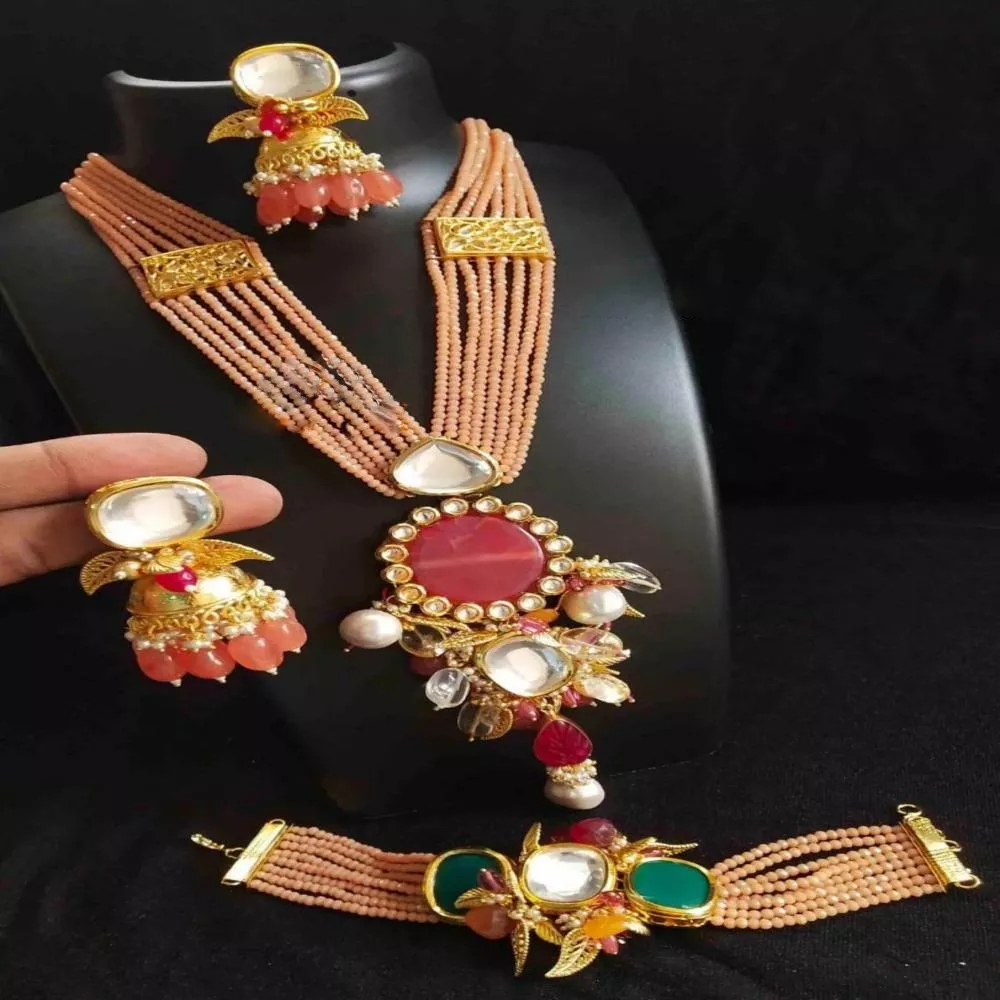 Maharani Style Kundan Beaded Necklace Set