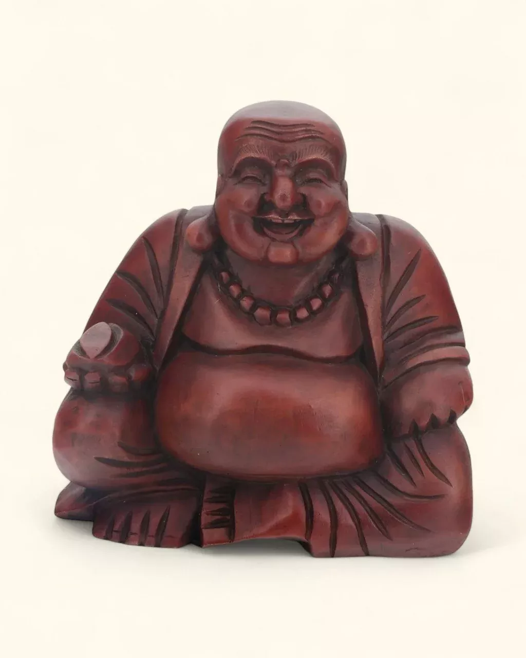 Mahogany Finish Sitting Happy Buddha Statue