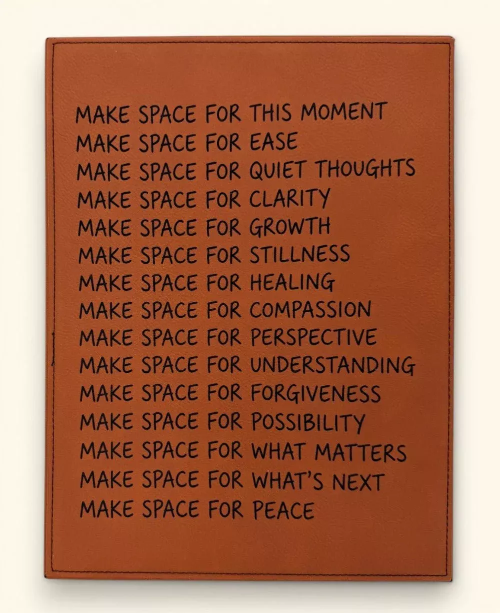 Make Space Wall Plaque – Inspirational Leatherette Hanging