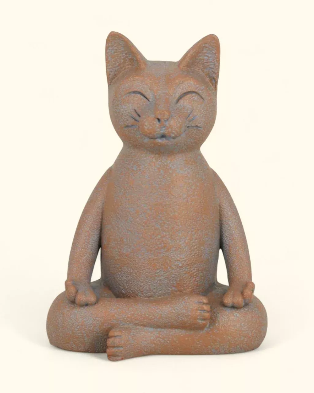Meditating Cat Statue, Textured Finish