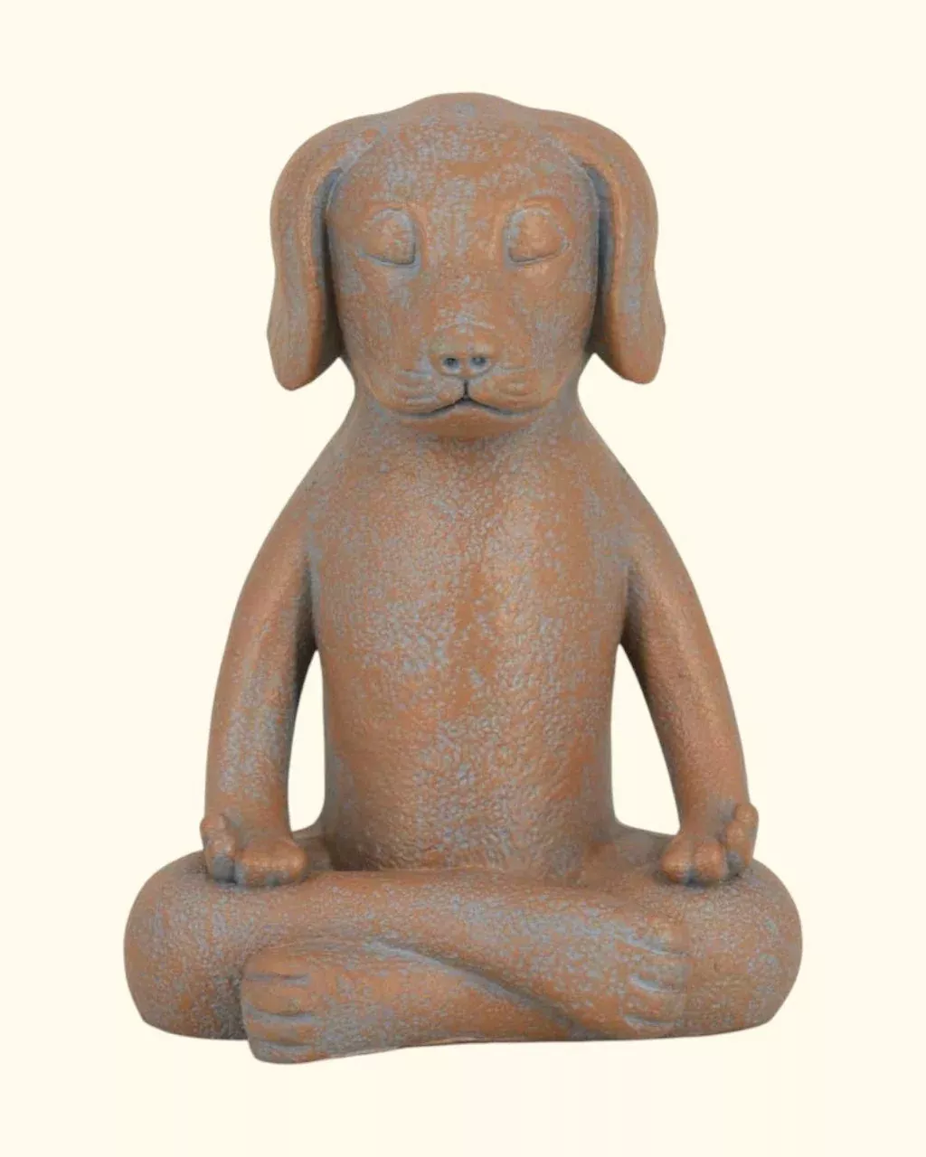 Meditating Dog Statue, Terra Cotta Finish