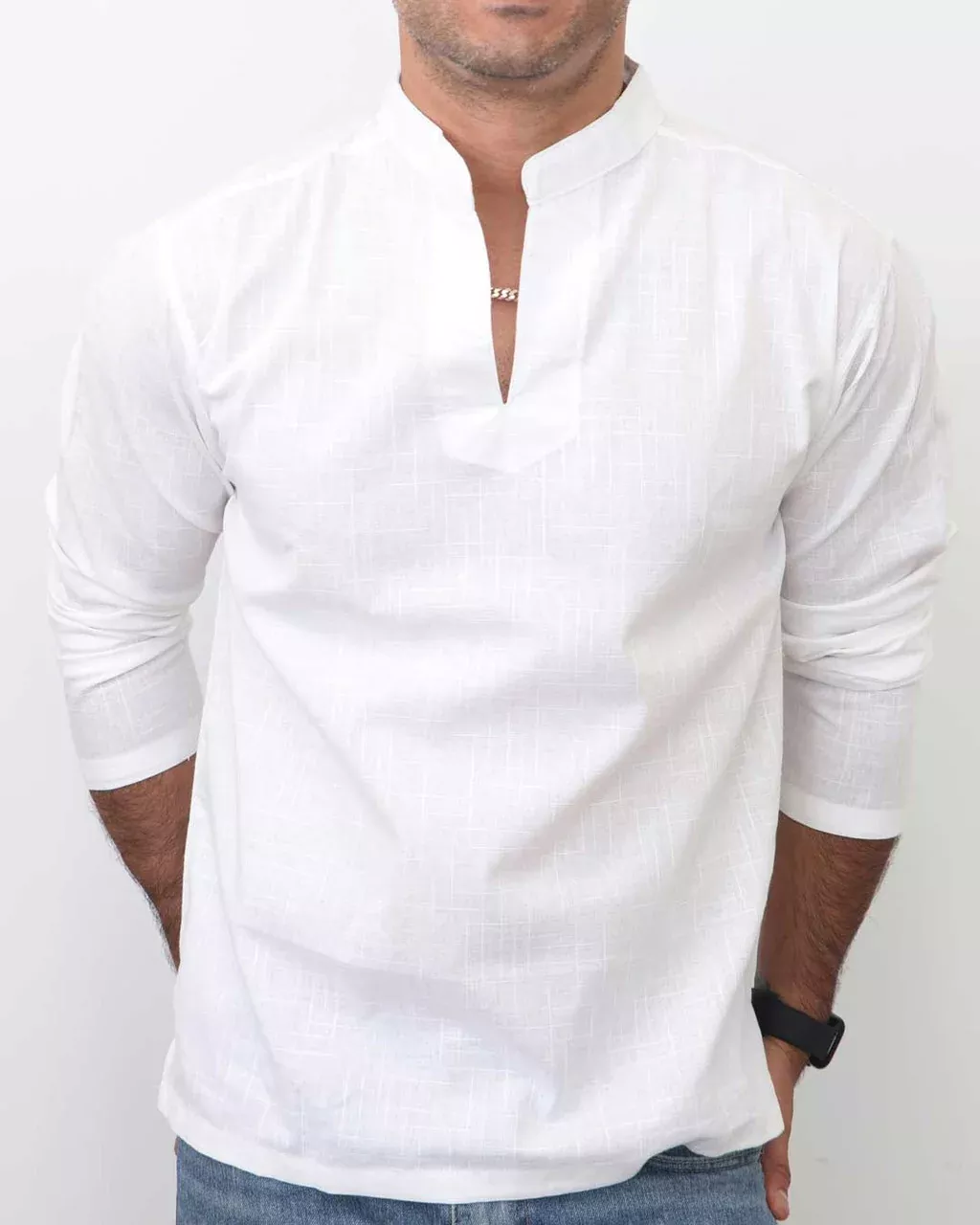 Men’s White Thai Cotton Kurta Shirt